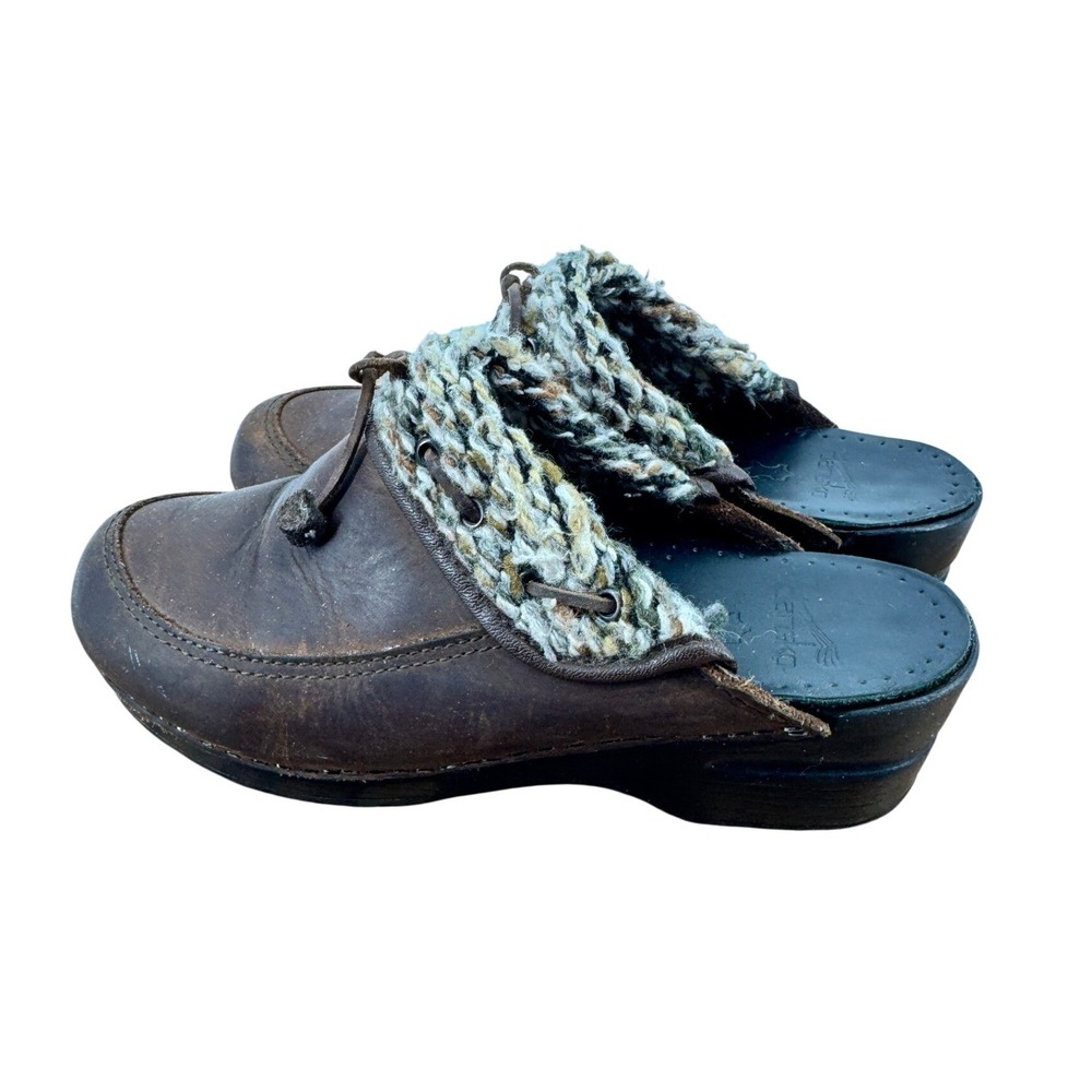 Dansko Brown Leather Faux Fur Lined Clogs Mules 8.5 Shoes Women Size 39